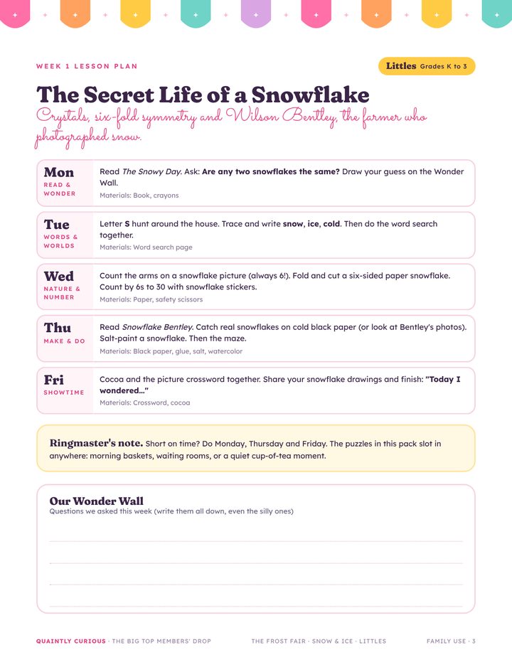 Littles · Week 1 lesson plan