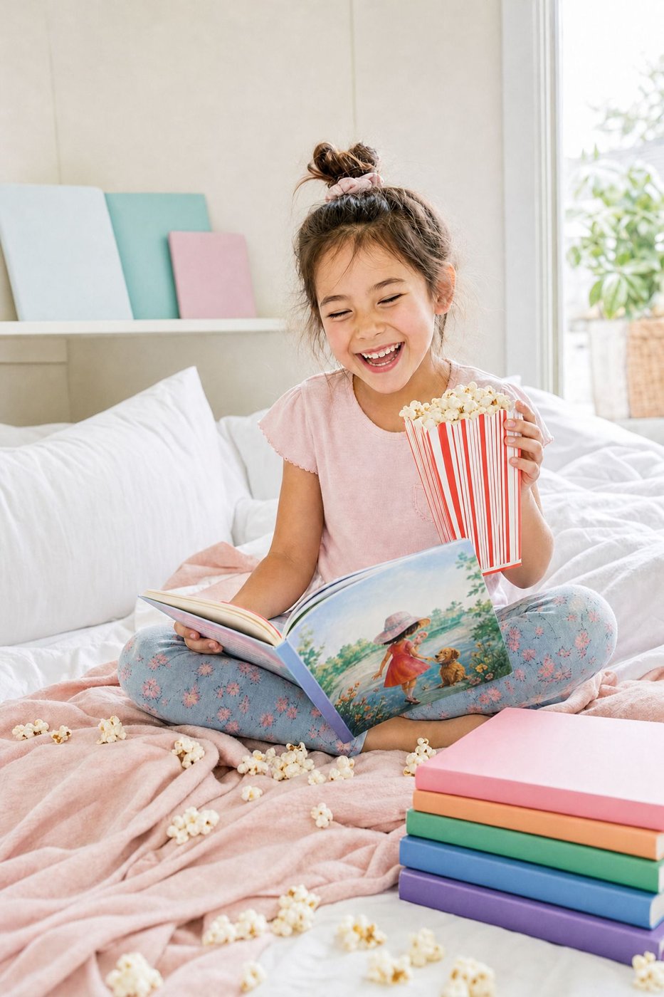 Mom wondering if homeschooling is right for her family while reading with her kids